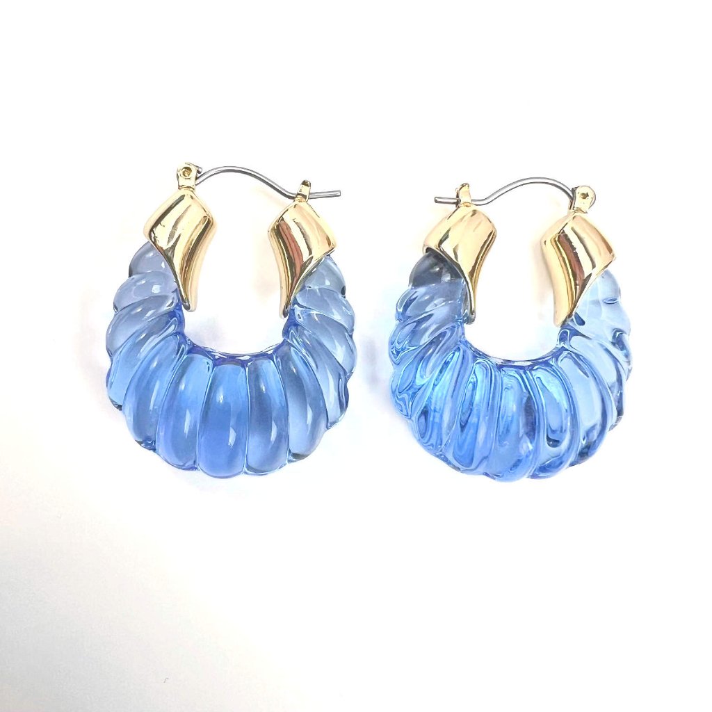 Light Blue Acrylic Hinged Hoop Earrings For Pierced Ears